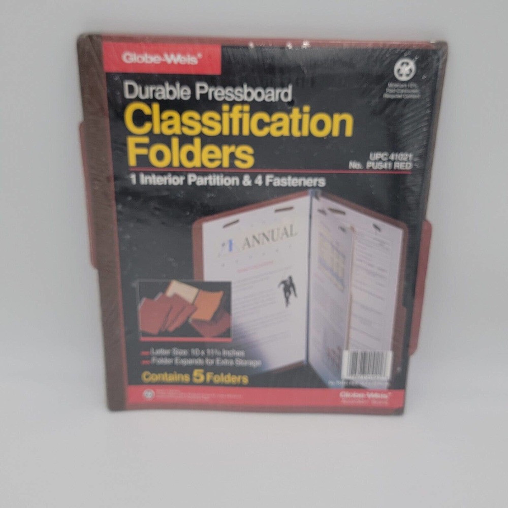 Globe-Weis Durable Pressboard Classification Vintage Folders 5 Folders 10×11.75